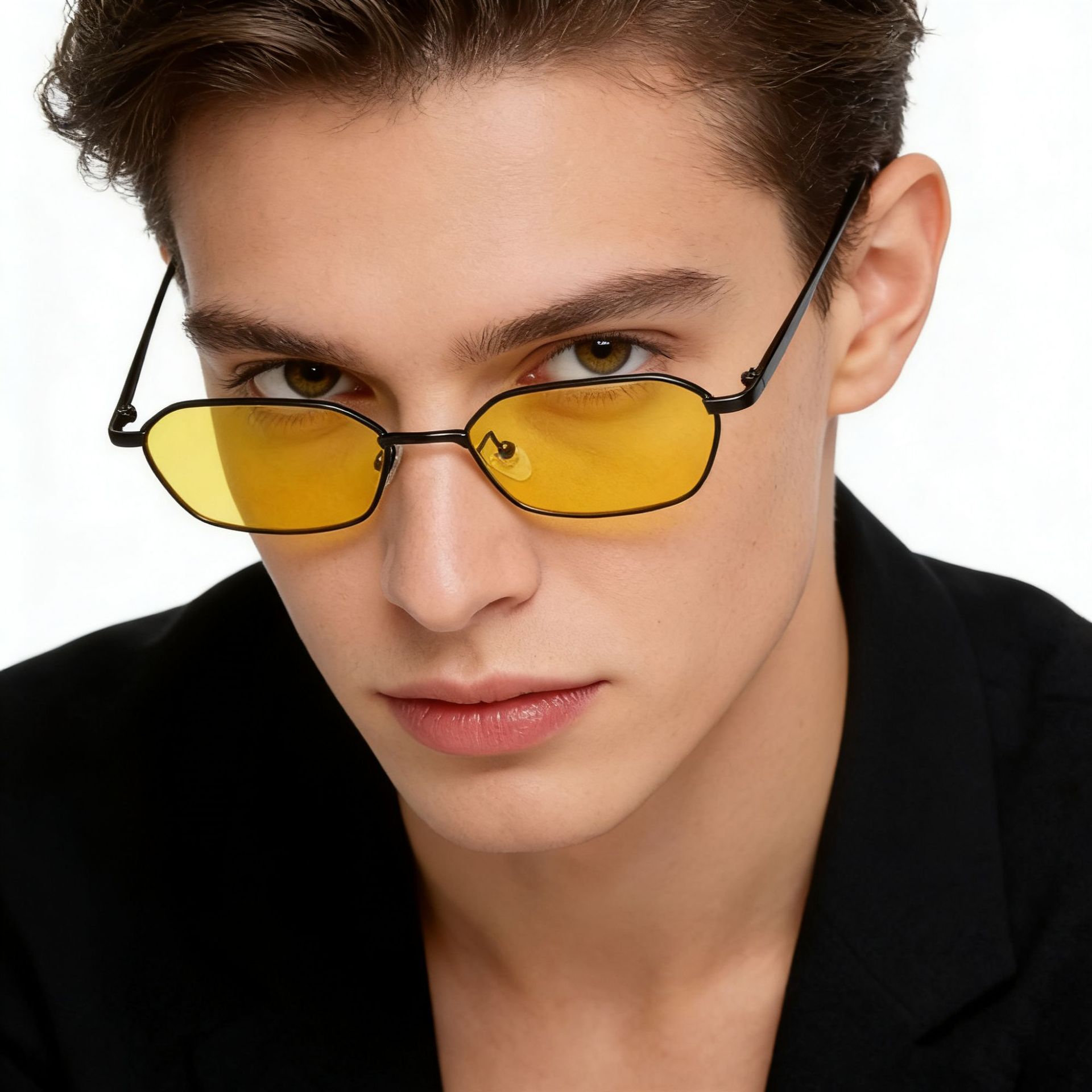 Street Fashion Photography - New Metal Frame Polygonal Sunglasses Fashionable