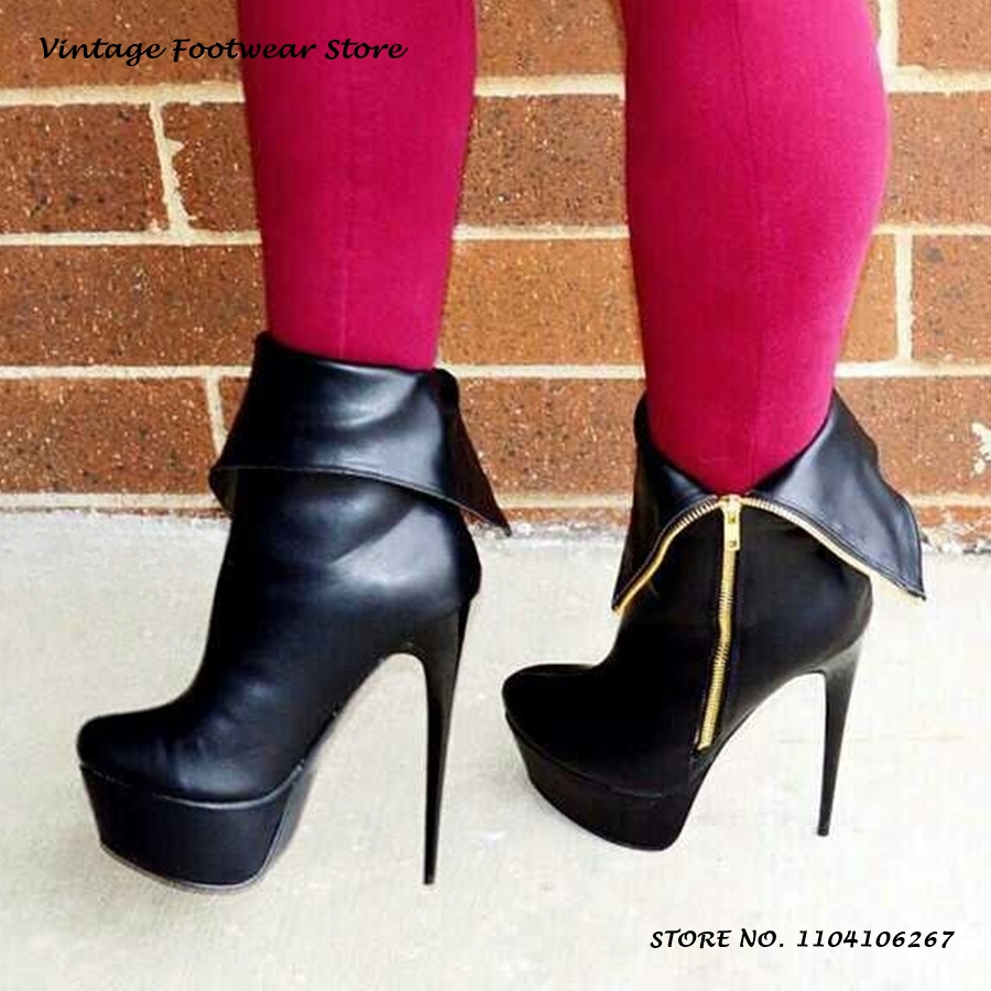 Street Fashion Outfit - Punk Zipper Platform Ankle Boots 2-in1