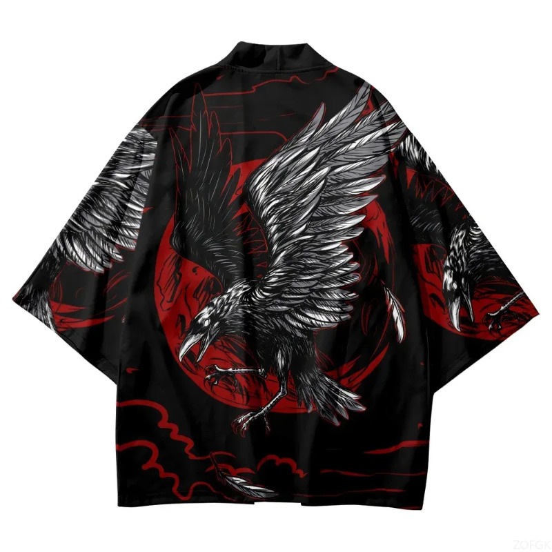 Fashion Crow Printed Open Fron – Street Fashion Kimono Bewertung und Preis