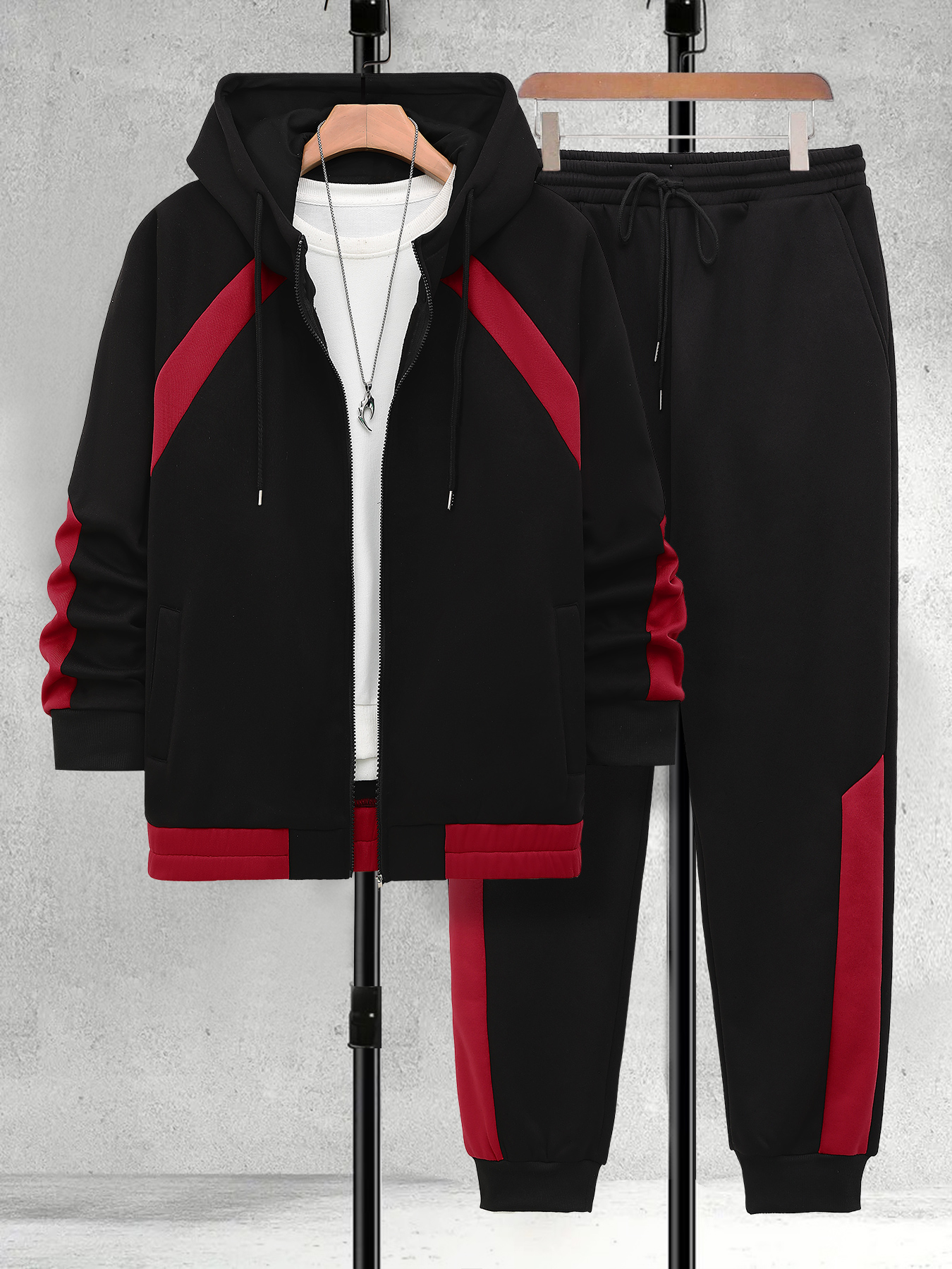 Men's Plus Size Black & Red Co – Street Fashion Outfit Bewertung und Preis