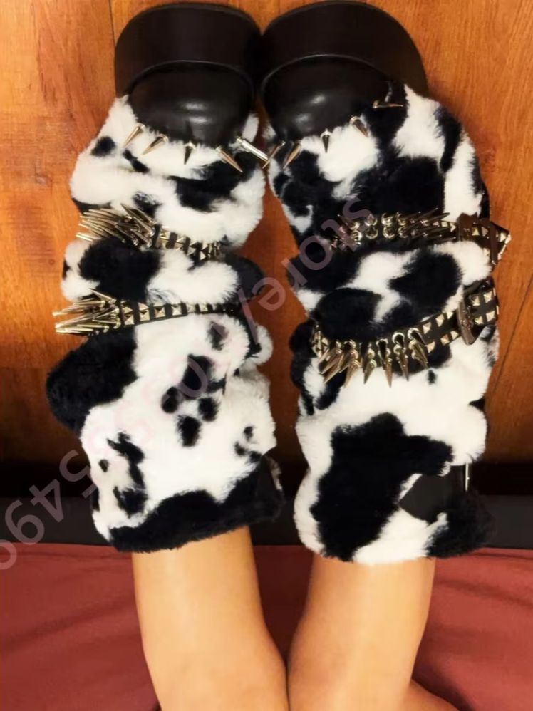 Winter Platform Cow Print Plus – Street Fashion Punk Bewertung und Preis