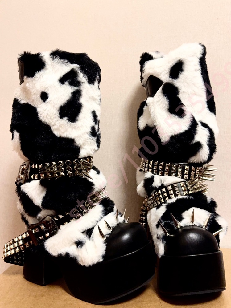 Winter Platform Cow Print Plus – Street Fashion Punk Bewertung und Preis