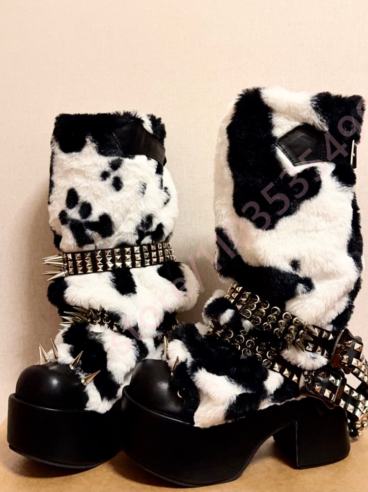 Winter Platform Cow Print Plus – Street Fashion Punk Bewertung und Preis