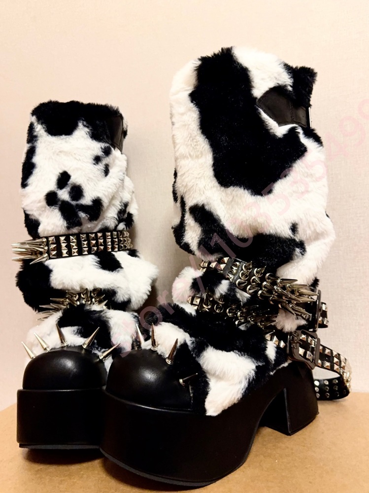 Winter Platform Cow Print Plus – Street Fashion Punk Bewertung und Preis