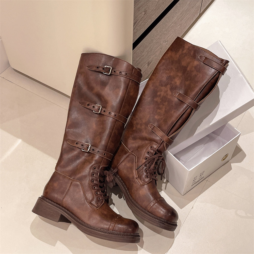 Women's Knee High Boots Vintag – Street Fashion Designer Bewertung und Preis