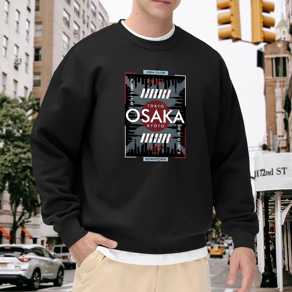 Men's Black Crew Neck Pullover – Street Fashion Osaka Bewertung und Preis