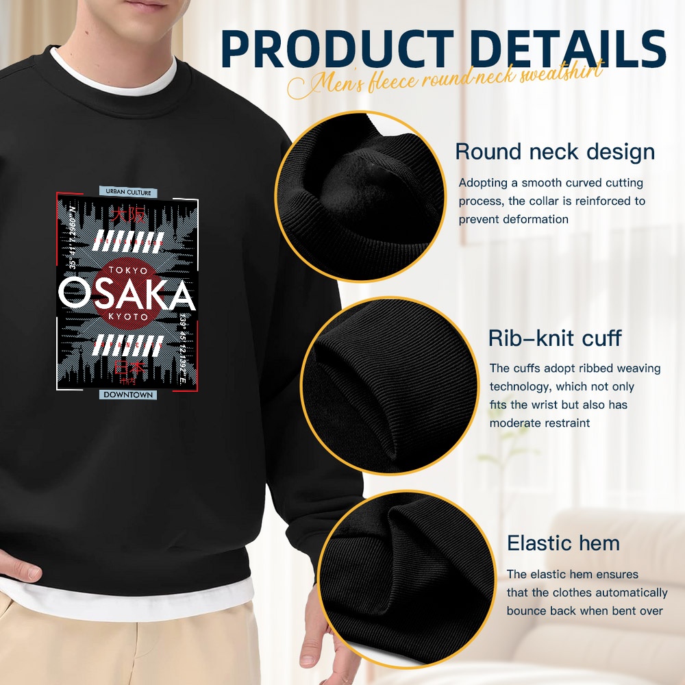 Men's Black Crew Neck Pullover – Street Fashion Osaka Bewertung und Preis