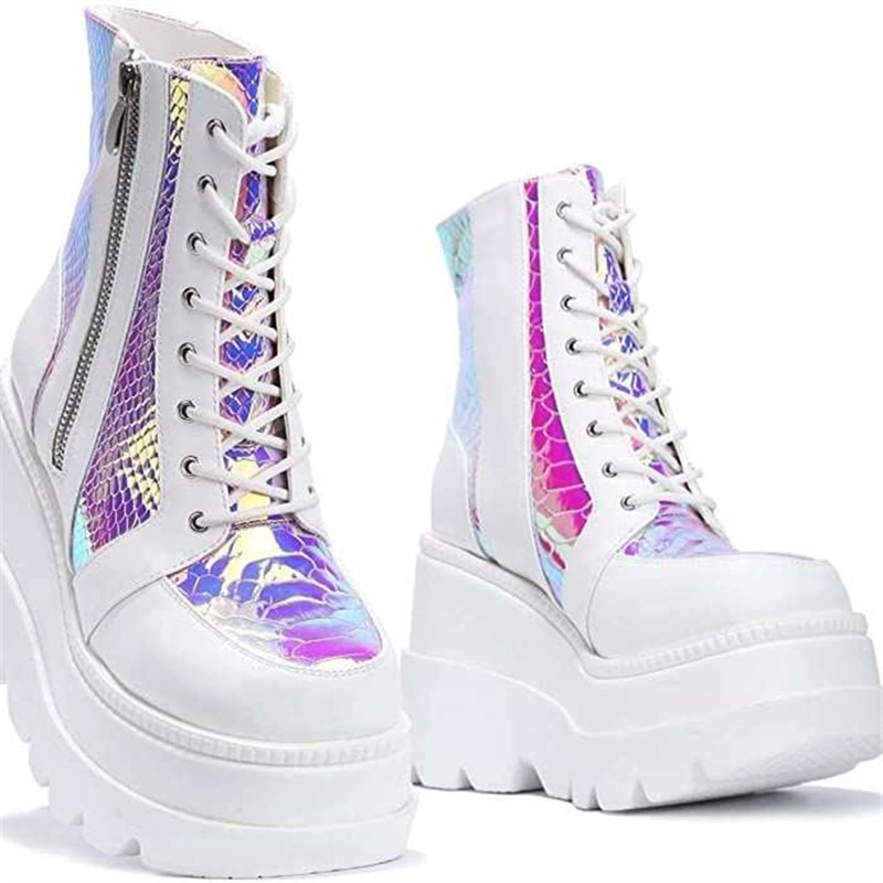 Women's Pink Holographic Platf – Street Fashion Punk Bewertung und Preis