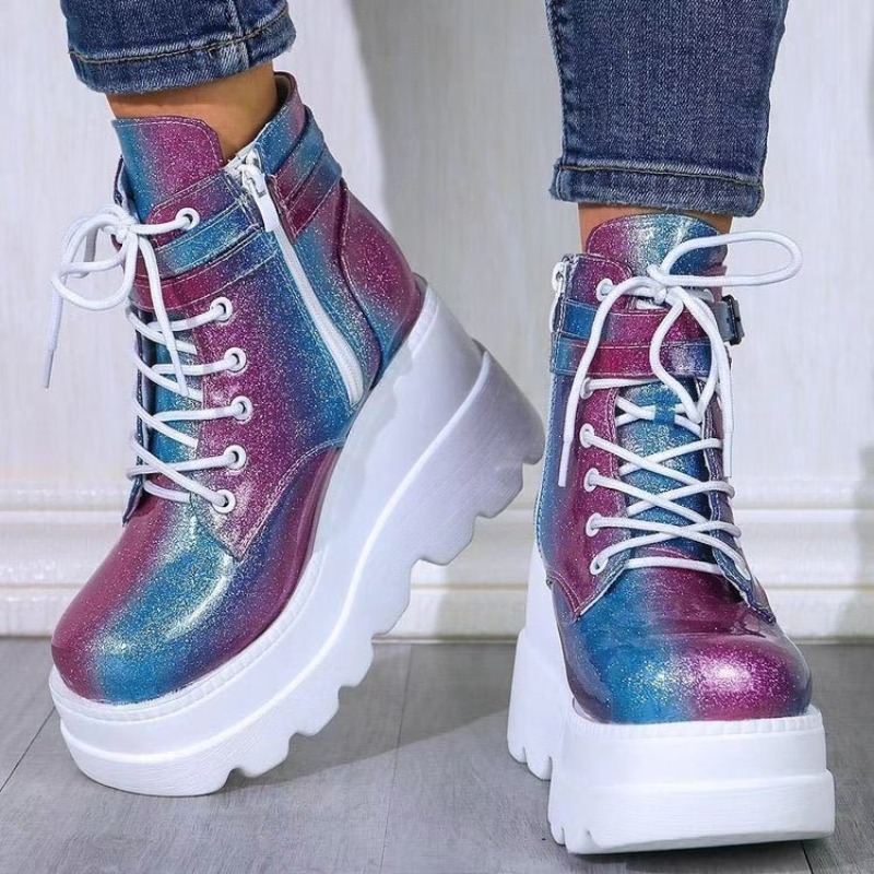 Women's Pink Holographic Platf – Street Fashion Punk Bewertung und Preis