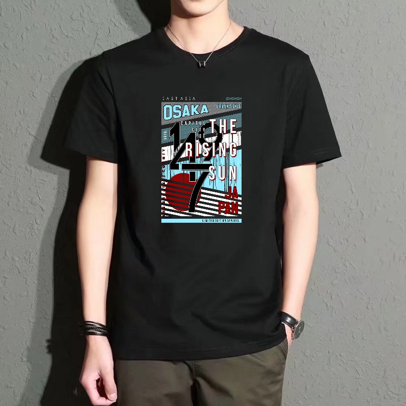 Men's Black Round-Neck Short-S – Street Fashion Osaka Bewertung und Preis