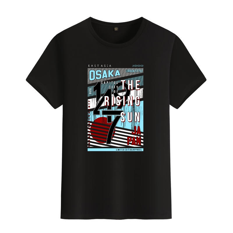 Men's Black Round-Neck Short-S – Street Fashion Osaka Bewertung und Preis