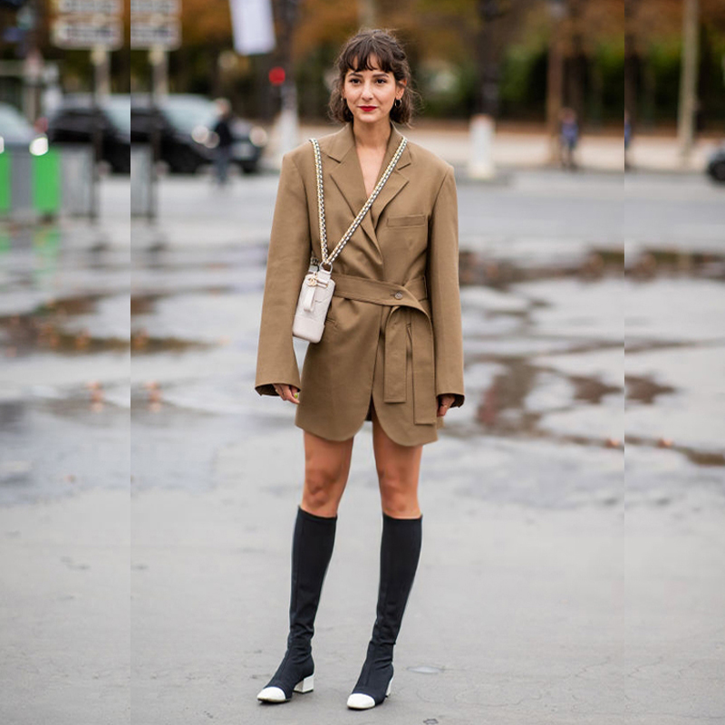 Chic Khaki Midi Suit Dress Fas – Street Fashion Week Bewertung und Preis