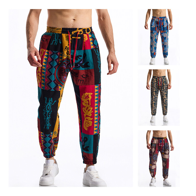 Men's Boho Tribal Print Linen  – Running Pant Jogger Bewertung und Preis