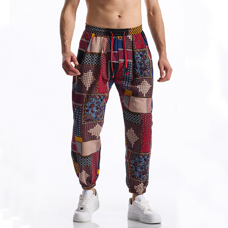 Men's Boho Tribal Print Linen  – Running Pant Jogger Bewertung und Preis