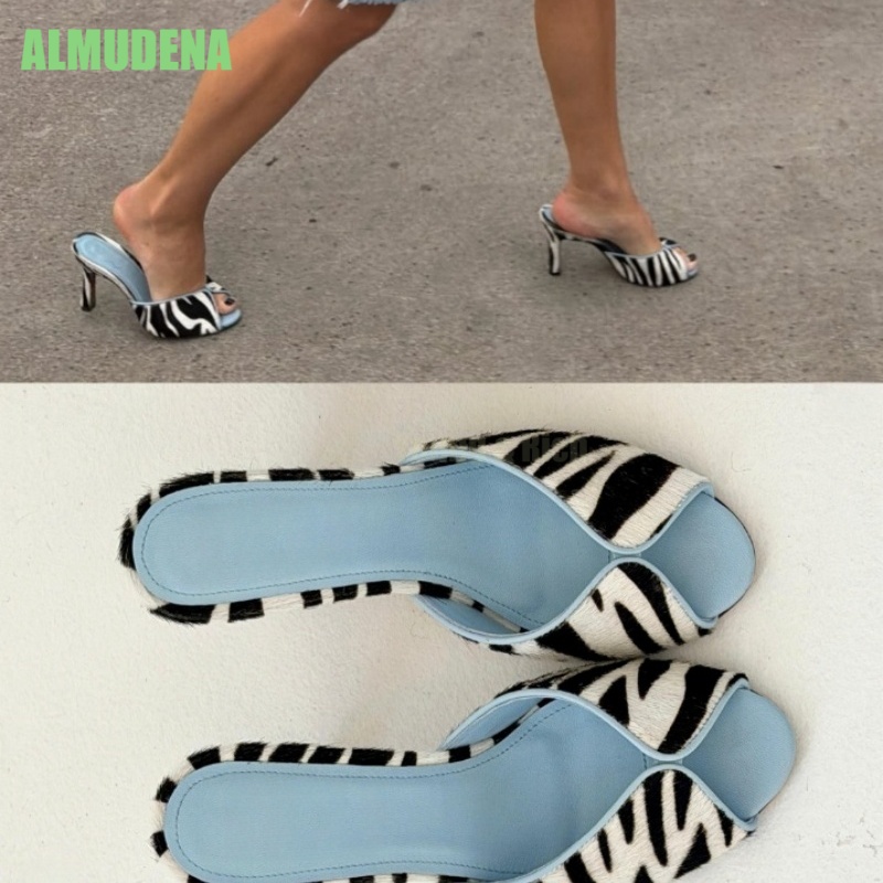 Zebra Print V-Cut Peep Toe Mul – Street Fashion Female Bewertung und Preis