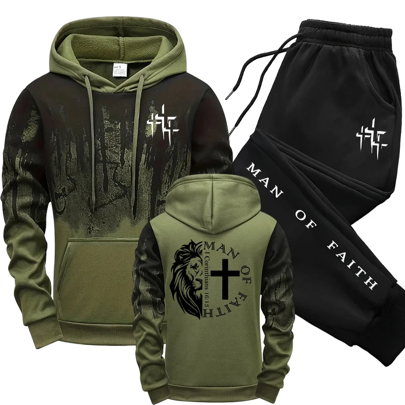 Man of Faith Pattern Men's Set – Street Fashion Outfit Bewertung und Preis