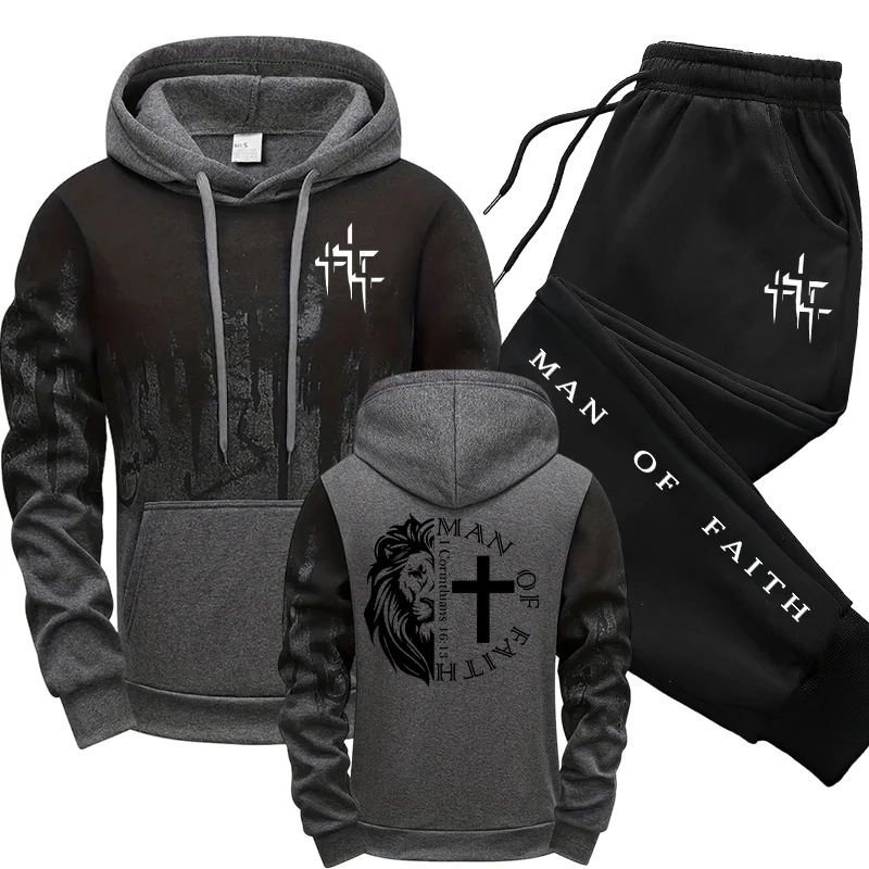 Man of Faith Pattern Men's Set – Street Fashion Outfit Bewertung und Preis
