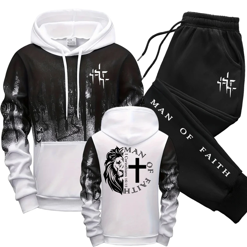 Man of Faith Pattern Men's Set – Street Fashion Outfit Bewertung und Preis