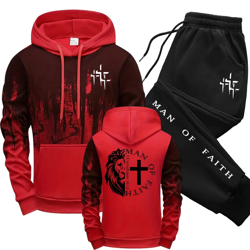 Man of Faith Pattern Men's Set – Street Fashion Outfit Bewertung und Preis