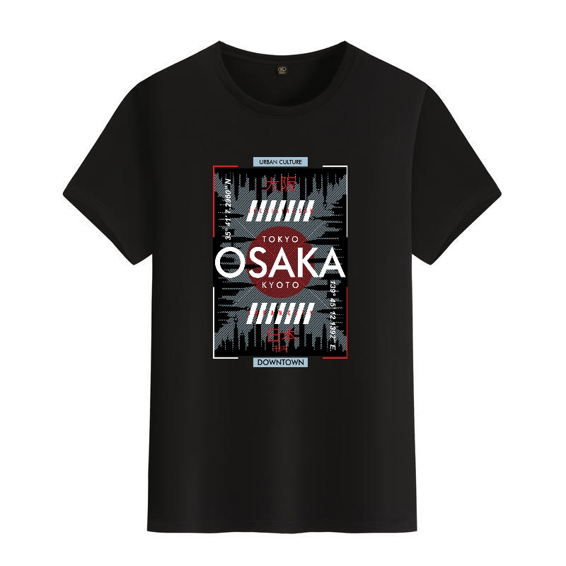 Men's Black Round-Neck Short-S – Street Fashion Osaka Bewertung und Preis